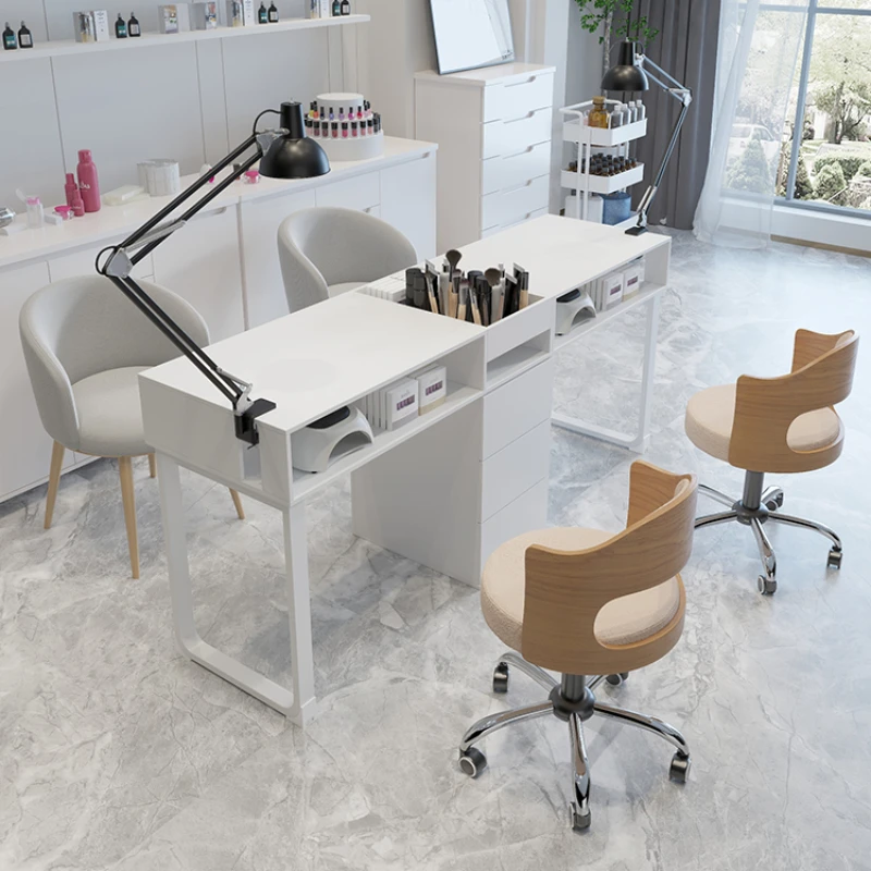 Table de manucure professionnelle portable, table à ongles, bureau d'angle, meubles de coiffure, station de beauté, couteau eltisch stationnaire