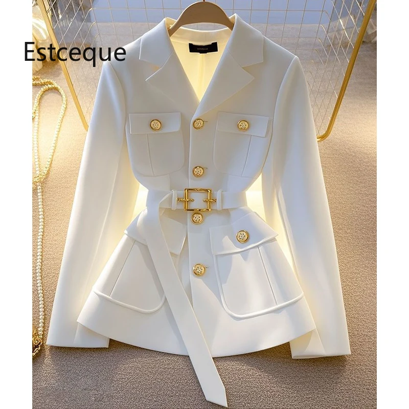 New 2025 Autumn Blazer Coat Women Long Sleeve Casual Single Breasted Elegant Office Waist Ladies Suit Jacket Outerwear