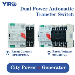 Din Rail 2P Mini ATS Dual Power Automatic Transfer Switch Electrical Selector Switches Uninterrupted Power 100A