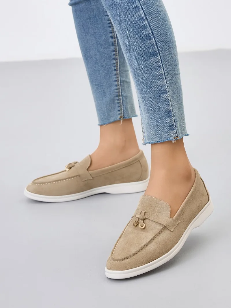 Loafers Shoes Women One Foot, Spring and Autumn Casual Plus Size Retro Single Shoes, British Style Bean Shoes Zapatos De Mujer