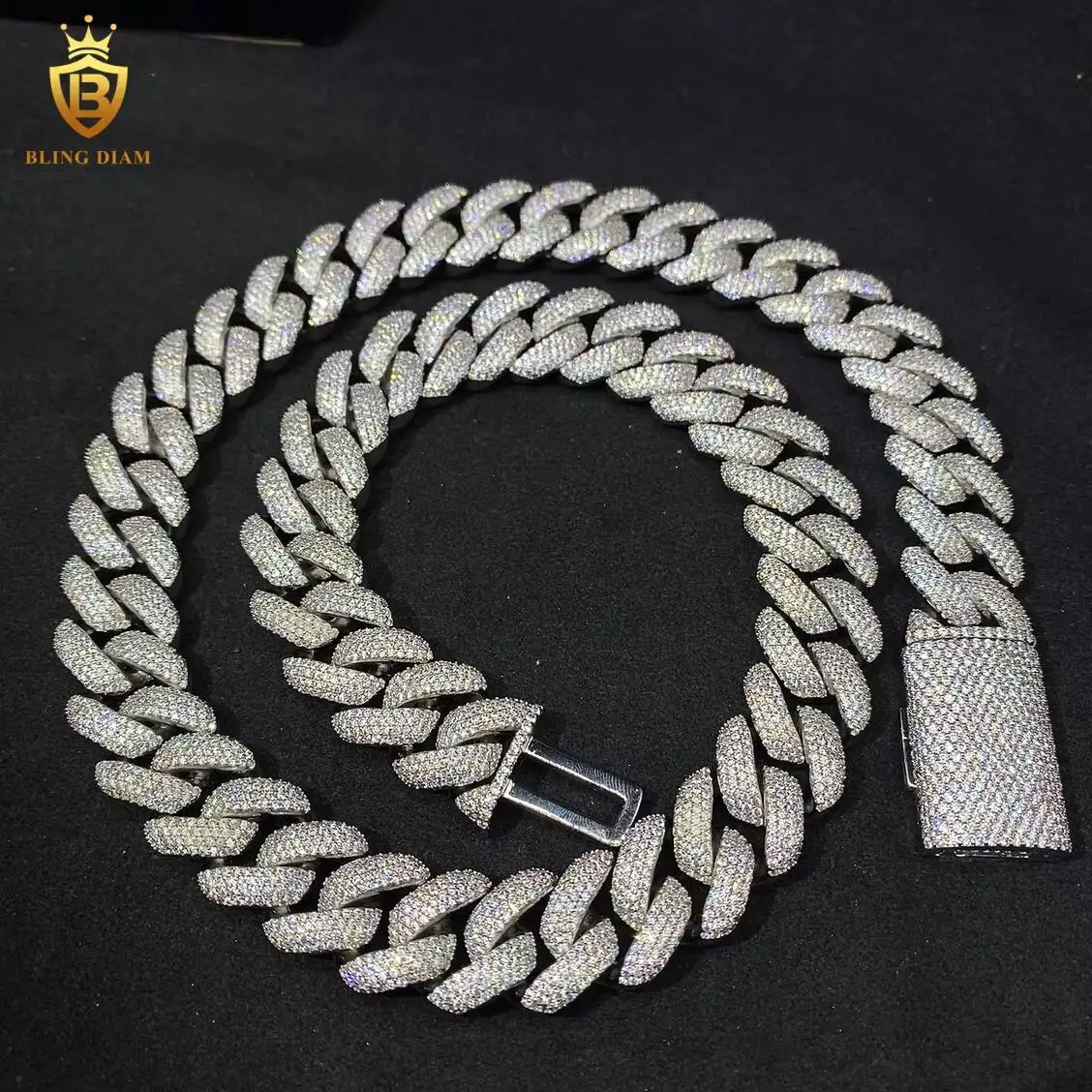 Fashion Heavy Rapper Chains 18MM 925 Sterling Silver Chain Cuban Iced Out Moissanite Cuban Link Pass Diamond Test Vvs Moissanite