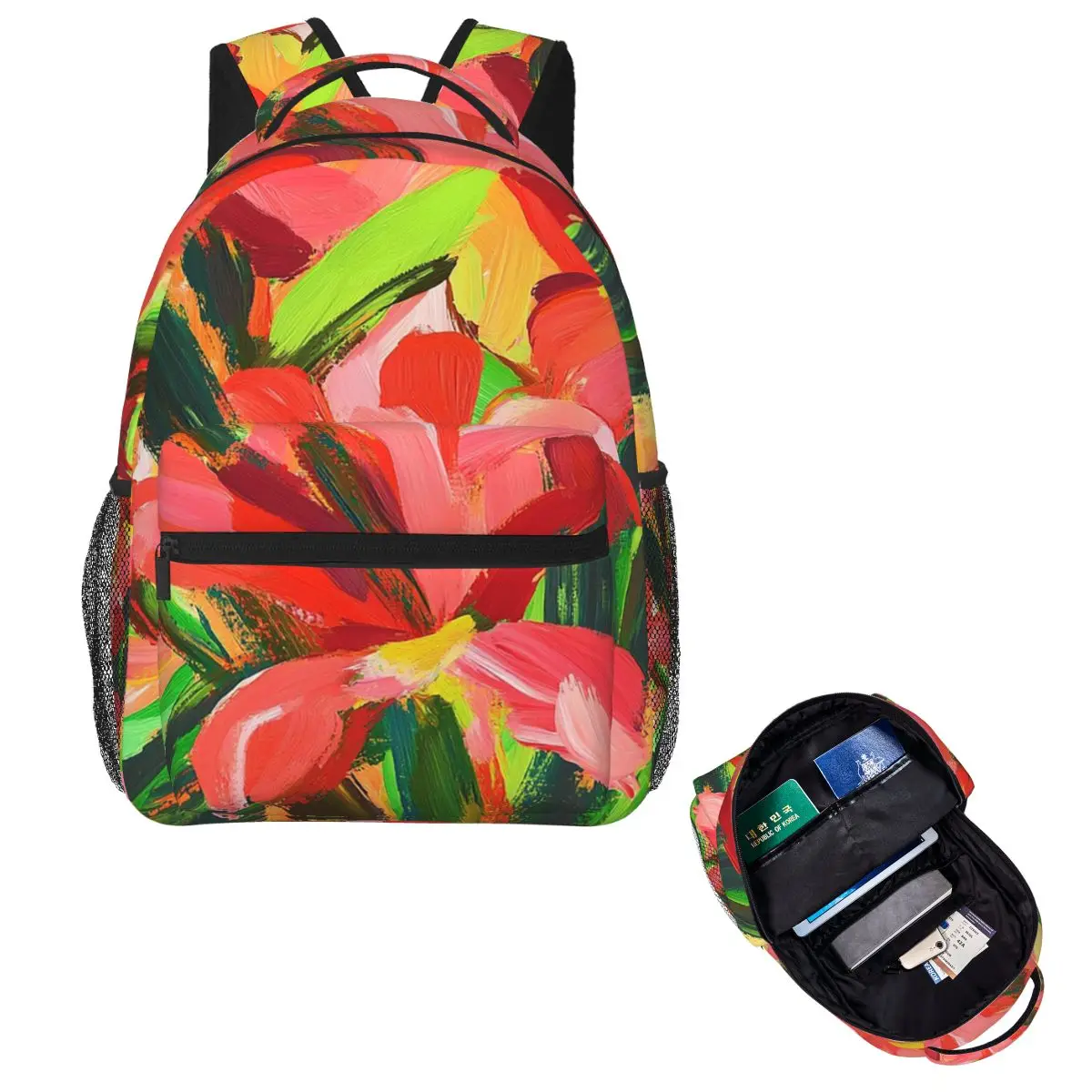 

Рюкзак с цветком ириса, красочный цветочный арт от Eva Hansen, Лидер продаж, рюкзак большой емкости, детская сумка для книг, школьная сумка, сумки на плечо