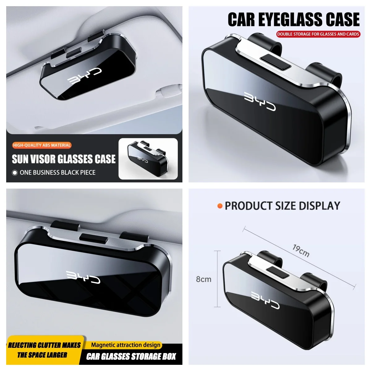 Magnetic Sun‑Visor Sunglasses Storage Box For BYD Atto3 Seal Han Tang Dolphin Song Yuan Practical Glasses Holder Case Car Interi