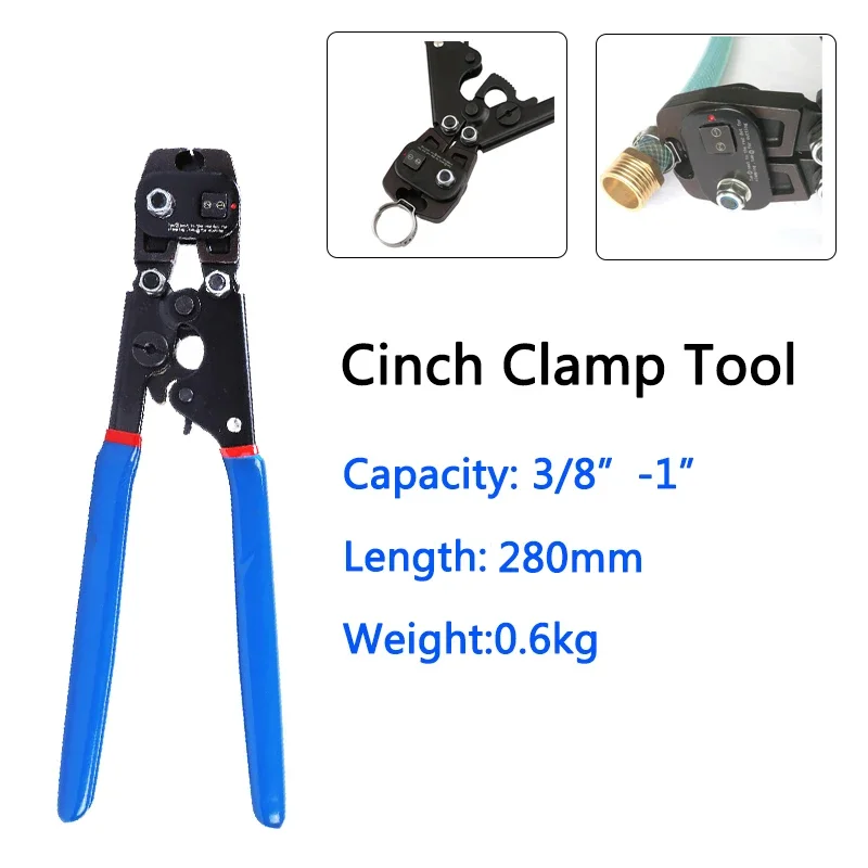 Ratchet PEX Cinch Clamp Crimping  Tool Car Ball Cage Stainless Clamp Pliers Hand Tool or 3/8 to 1-inch Stainless Steel Clamps