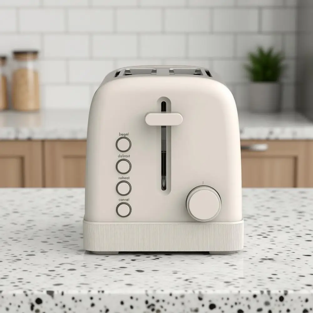 

Тостер на 2 тоста, 6 уровней регулировки тоста, кнопки для разогрева, отмены обжарки, приготовления багелов и ростбифов, съемный поддон для крошек, защита от застревания, автоматическое отключение.
