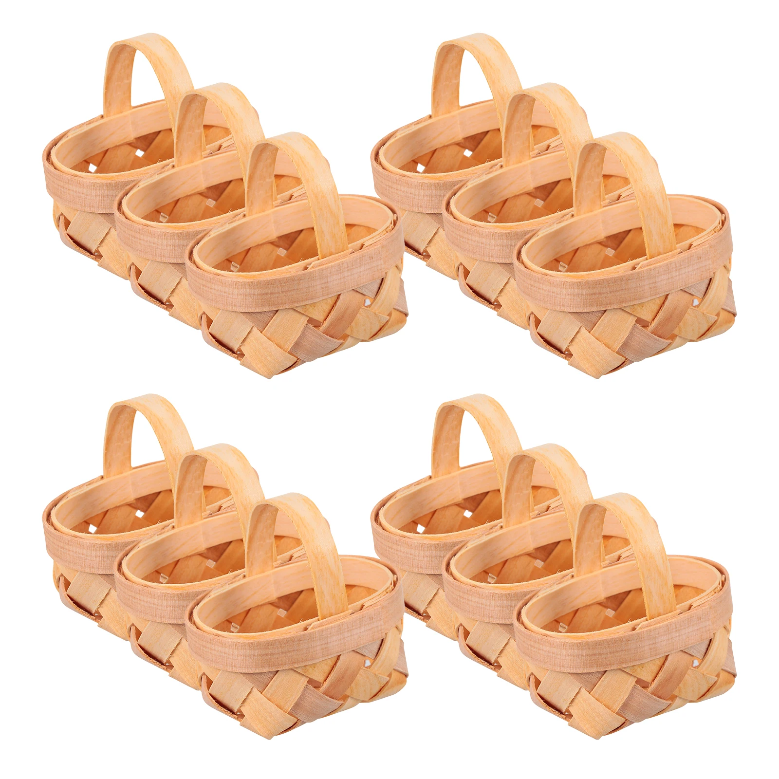 

12pcs Mini Wood Chip Baskets Hand Woven Natural Storage For Living Room Bathroom Balcony Desk Decor Small Portable Organizer