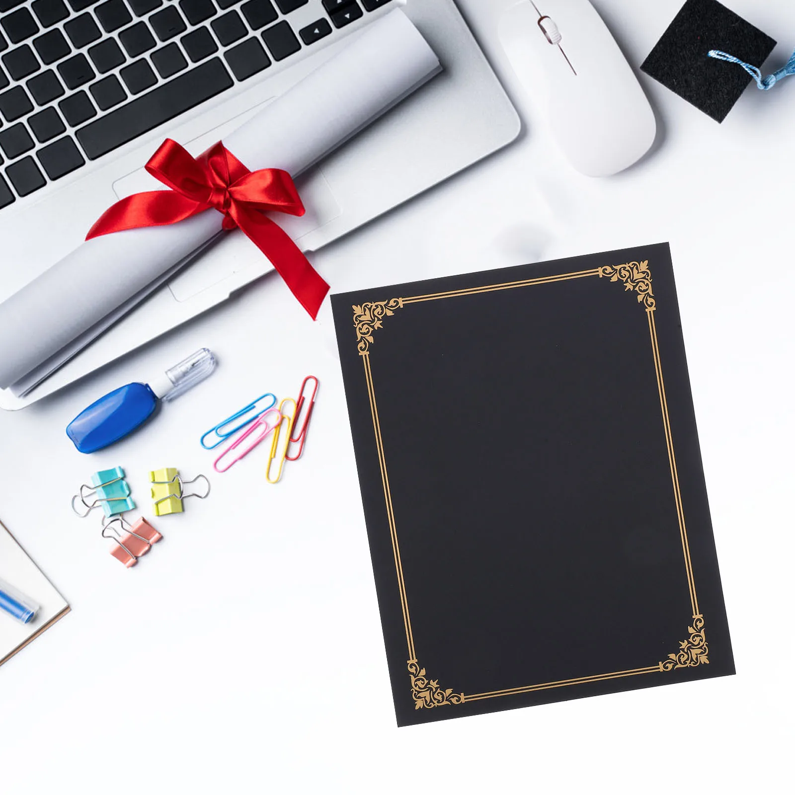 

10pcs Certificate Holders Gold Foil Border Protective Cover Graduation Diplomas Appreciation Certificates Elegant Simple