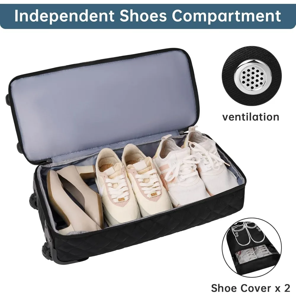 حقيبة نسائية كبيرة الحجم مقاس 23 بوصة مع حجرة للأحذية - حقيبة حمل مثالية للسفر مع حقيبة يد #4