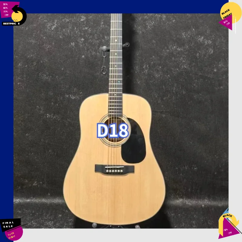 New D18 Style Acoustic Guitar Solid Spruce Top Picea Asperata Body Pickguard Customized Handcrafted Premium Craftsmanship