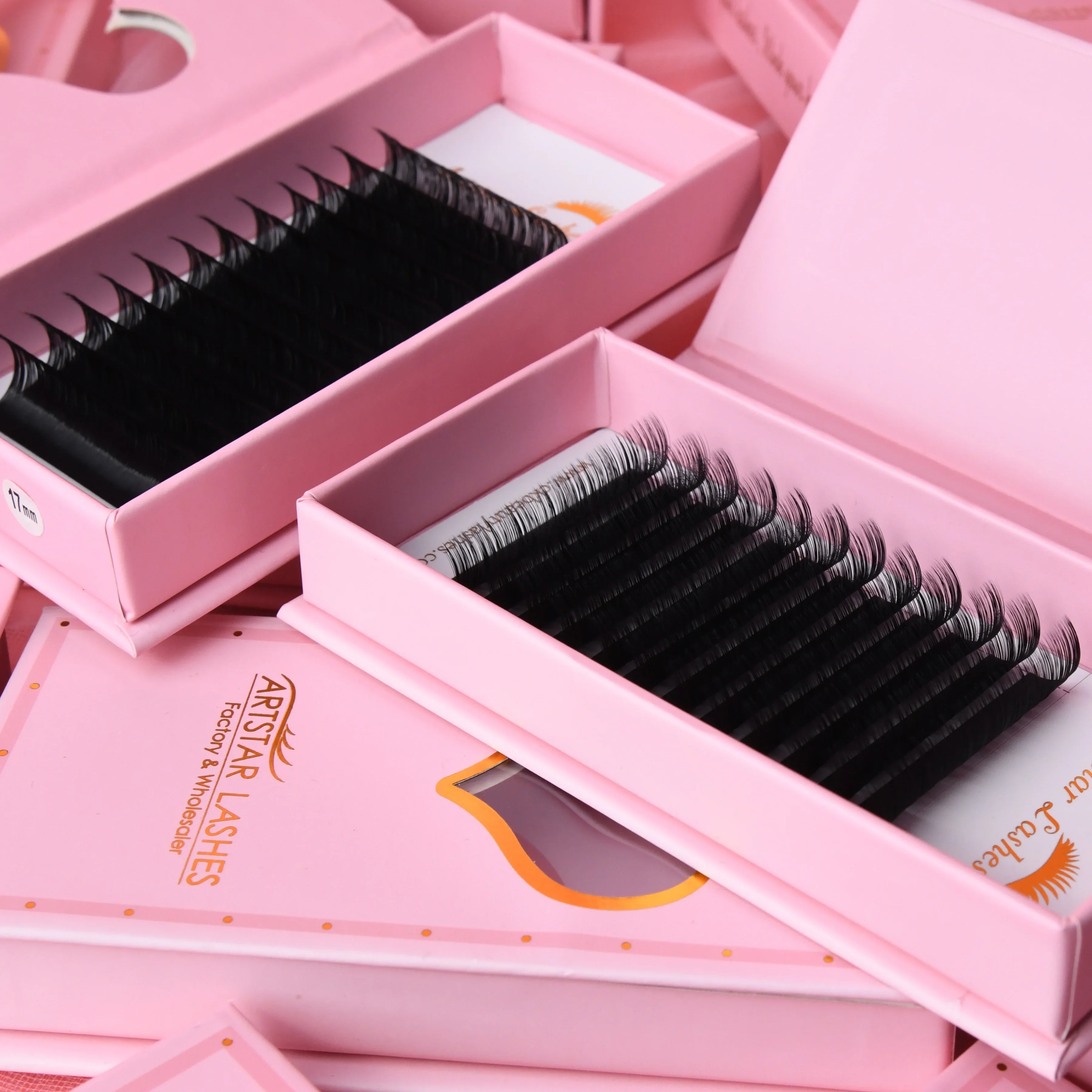 15PCS 0.03 0.05 0.07 6-25mm Curl Cashmere Lash Extensions 15mm Volume Lash Trays Matte Black