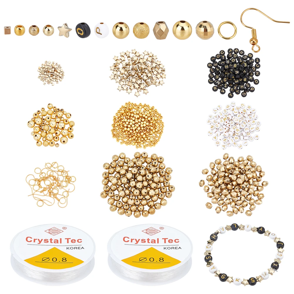 

DIY Beading Earring Making Kits Mixed Brass Acrylic Beads Ear Hooks Jump Rings Stretch Thread Jewelry Handcraft Supplies