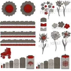 Piggy Craft metal cutting dies cut die mold Flower tag envelope lace edge Scrapbook paper craft knife mould blade punch stencils