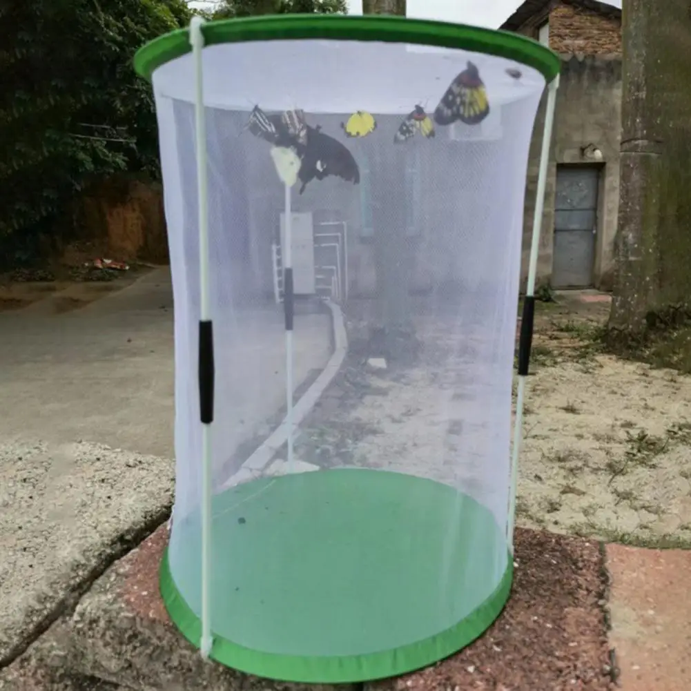 

Butterfly Habitat Mini Greenhouse Insect Observation Cage Garden Plant Shelter Reusable Cylinder Shape Cage with Visible Mesh