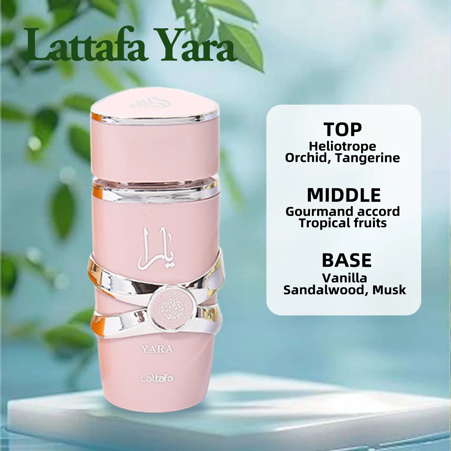 Lattafa Yara For Women 3-delige set 3,4 Oz Eau de Parfum Spray + 1,7 Oz Hair Mist + 6,7 Oz Deodorant Spray Zoet feromoonparfum