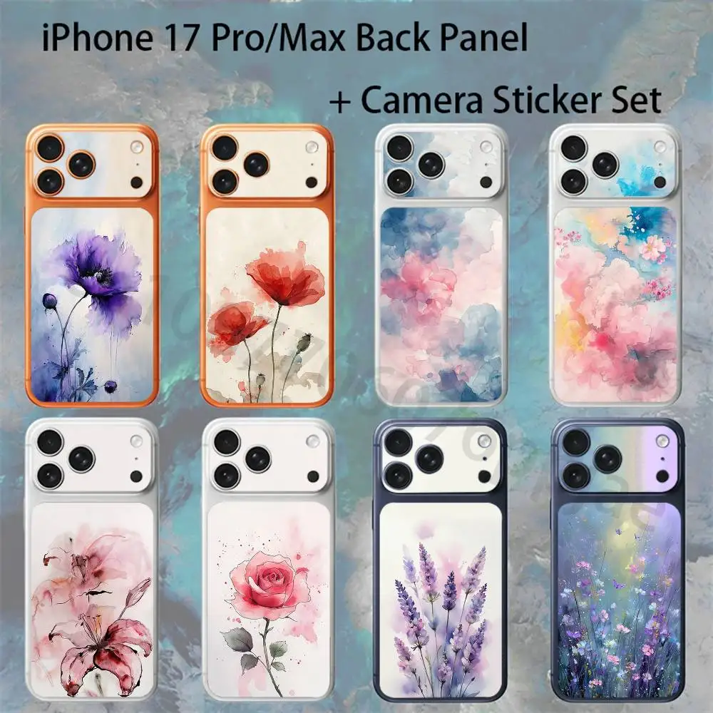 

Abstract watercolor flowers For iPhone 17 Pro /Pro Max Battry Back Cover with Camera Decal Skin Rear Protective Sticker Film