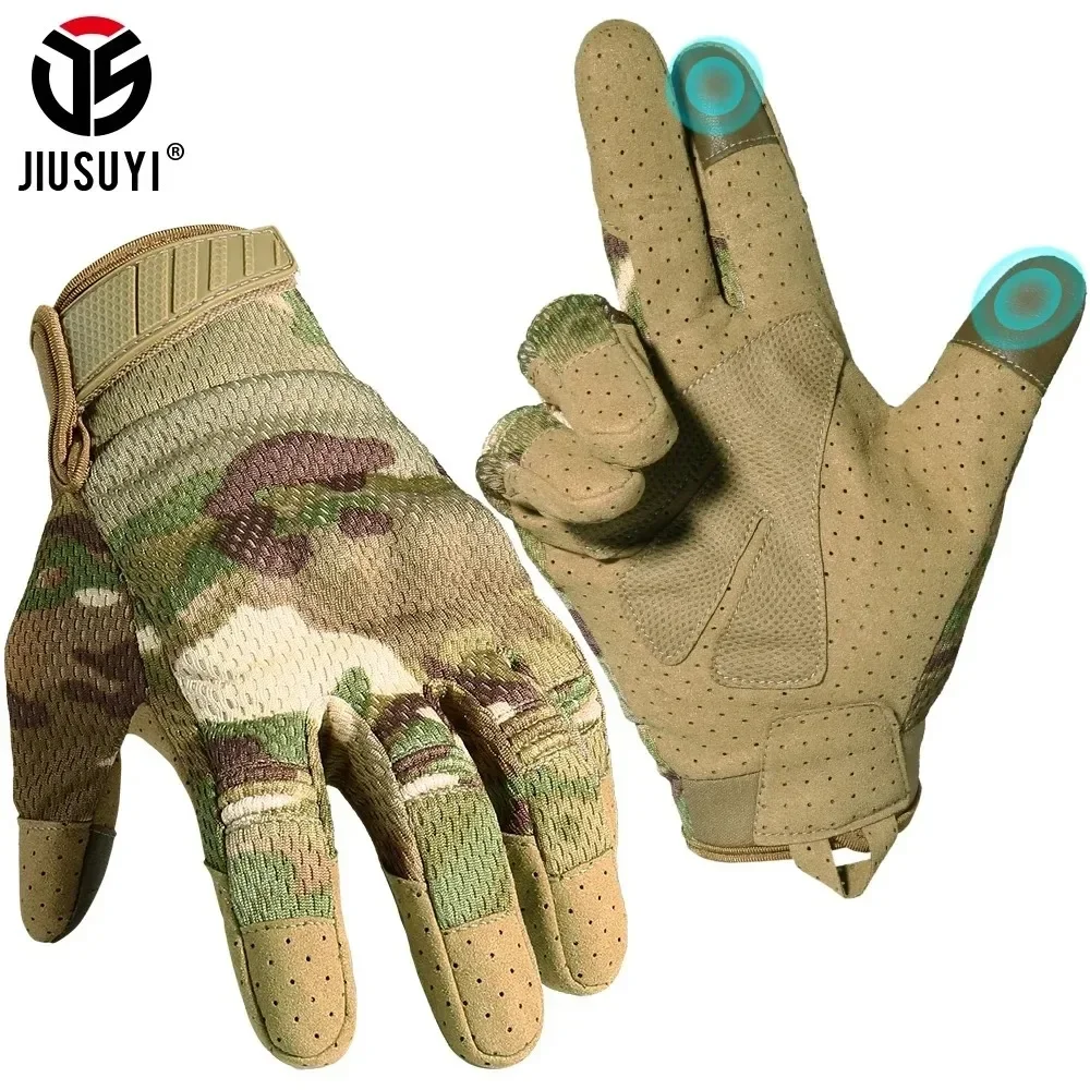 Camo Touch Screen Tactical Full Finger Gloves Airsoft Paintabll Shooting Cycling Driving Work Protection Mittens