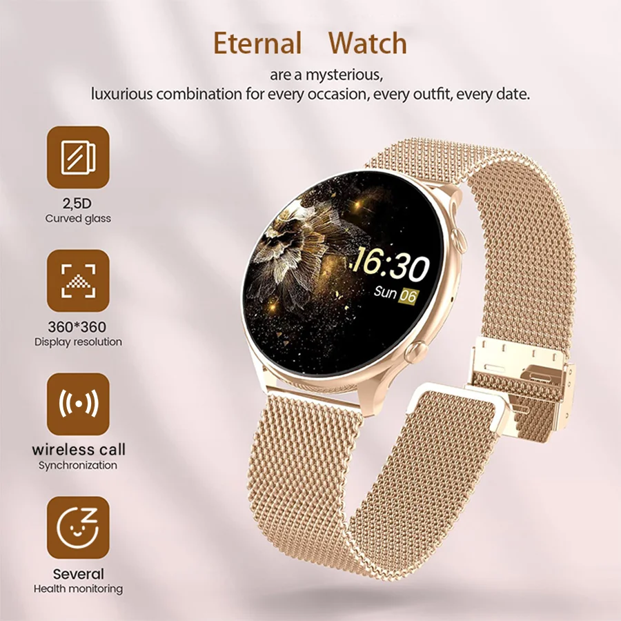 

Women's 1.20 Inch Smart Watch Fitness Tracker with Heart Rate Blood Pressure Monitor Period Tracking Compatible Android iPhone