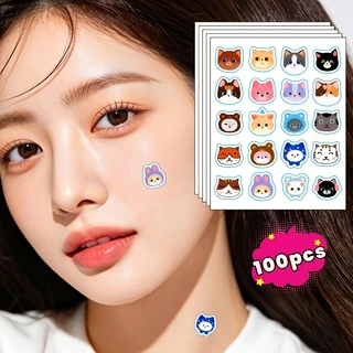 100pcs Cute Cat Patch Comfortable Invisible Face Cover Stickers Ultra‑Thin Waterproof Skin Spot Conceal Patches Portable Daily