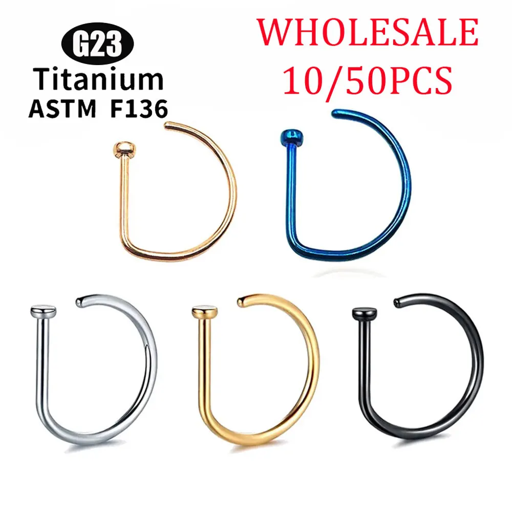 

Hot Selling Fake Piercing Nose Ring Earrings Fashion Piercing G23 Titanium Perforation Septum Women Men Nasal Ring Jewelry