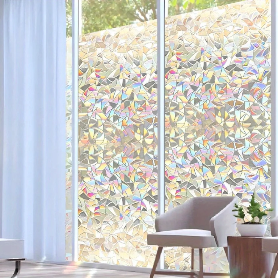 Schillernde Fensterfolie aus zerkratztem Glas, halbtransparente dekorative Sichtschutzfolie, 45/60 cm Breite für das Heimbüro