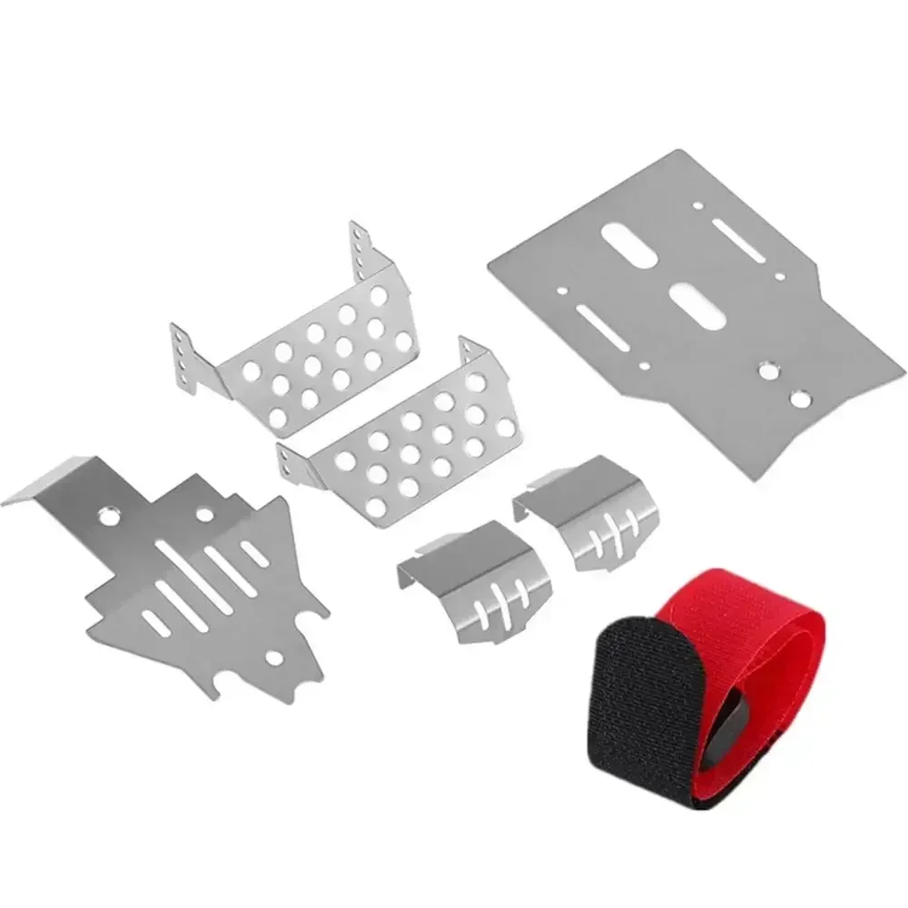 Zes-in-een Rvs Chassis Armor Set Asbeschermer Plaat voor 1/10 RC Crawler Trxs TRX-4 Metalen Upgrade Onderdelen