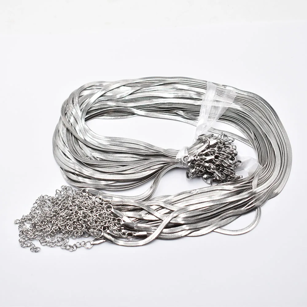Großhandel 2,5mm 3mm 4mm Edelstahl Schlangenkette Halskette 40cm+5cm Kette Karabinerverschluss DIY Schmuckzubehör 30 Stück/Lot – Detail 9