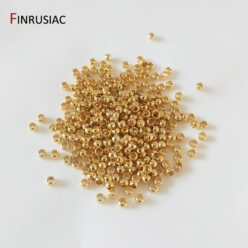 Wholesale 200pcs/lot 2mm/2.5mm/3mm Crimp Beads 18K Real Gold Plated Crimp End Beads for DIY Jewelry Making Supplies