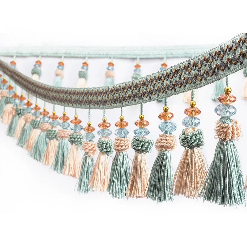 

Lace Tassel Fringe Trim with Crystal Embellishment 1-5M Ribbon for Sewing Curtains Cushions Upholstery Diy Craft Decoration