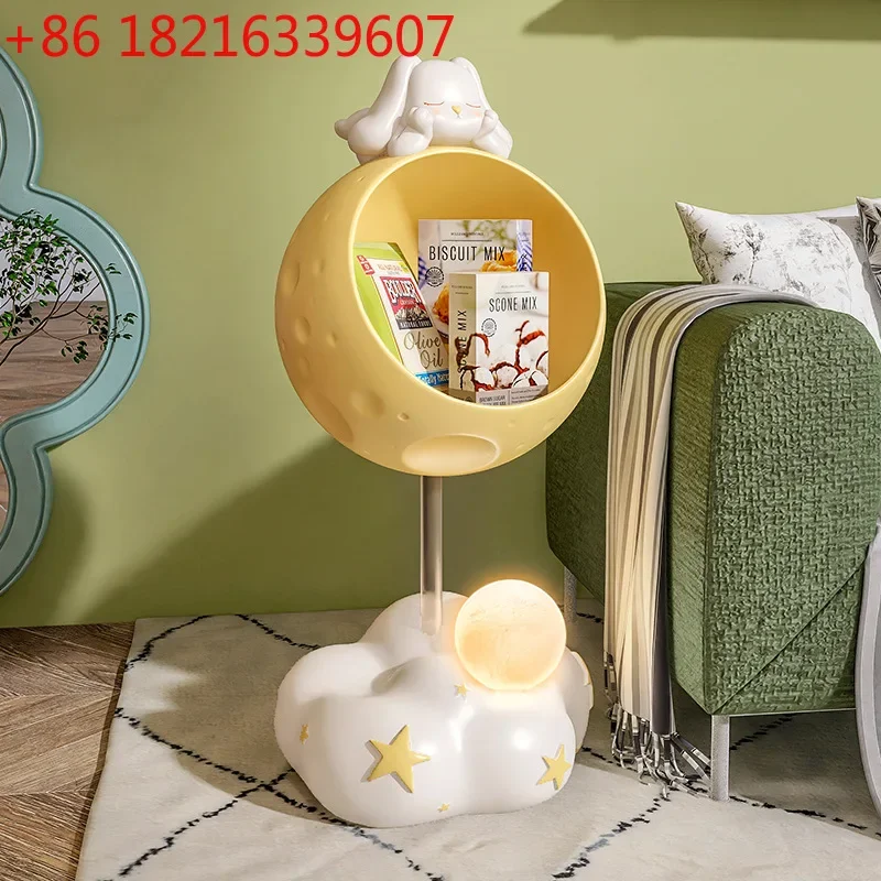 Floor-to-ceiling ornaments, furnishings by the sofa in the living room, TV cabinet storage, cute modern home large-scale