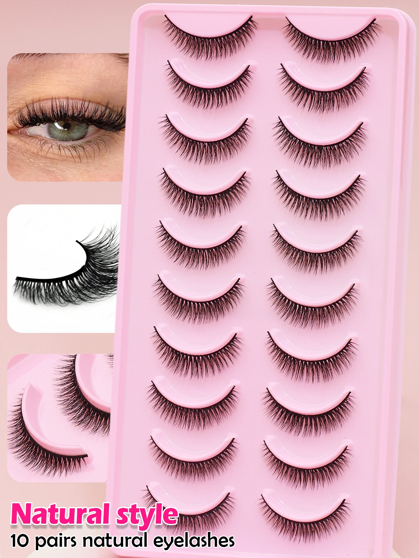 Ciglia di visone 3D marroni Ciglia di seta Ciglia naturali lunghe con estremità alate Ciglia allungate Ciglia lunghe naturali Manga Ciglia finte