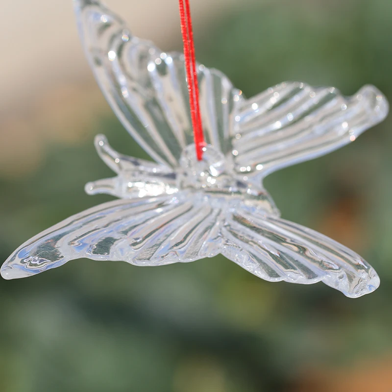 10pcs 100MM Clear Crystal Butterfly Hanging Oranment Pendant for Home Garden Wedding Decorations Party Decor