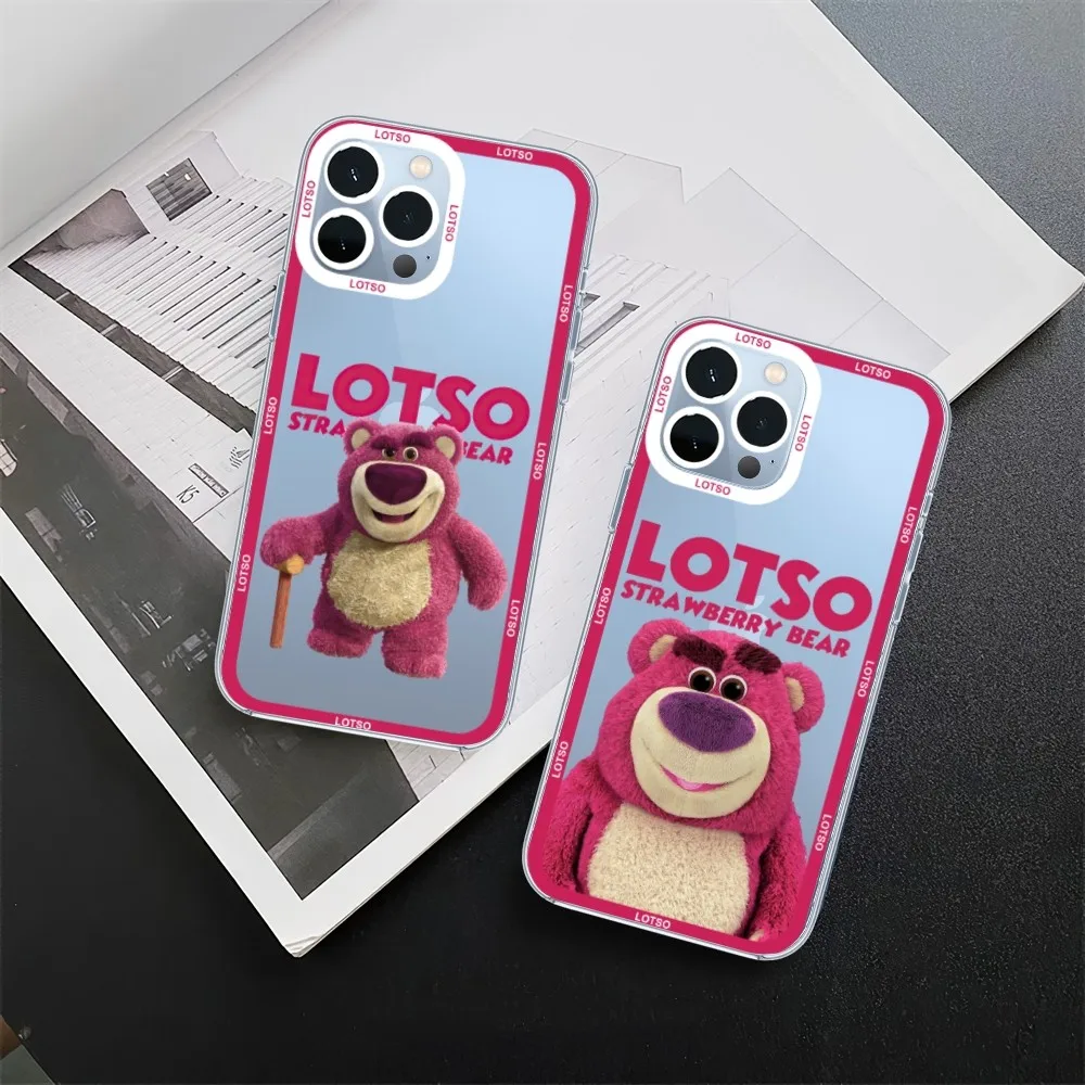 MINISO Disney Lotso Toy Story3 Phone Case For iPhone 11 12 Mini 13 14 15 Pro Max Transparent Shell