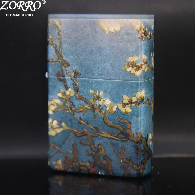 

Шедевр Ван Гога с цветной печатью ZORRO - абрикосовый узор в стиле ретро, шлифовальный круг, масляная зажигалка, аксессуары для курения