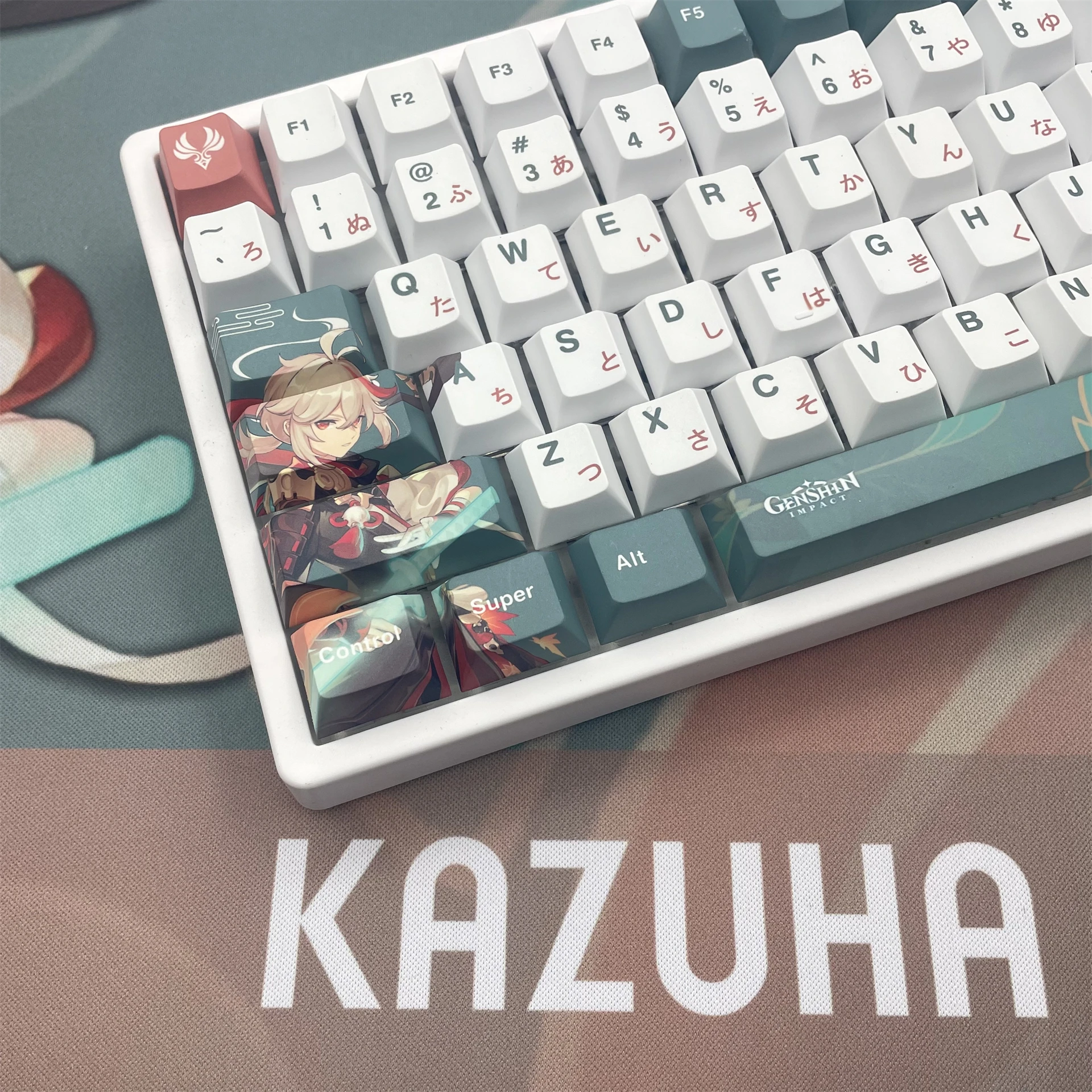 128 schlüssel Genshin Auswirkungen Kaedehara Kazuha PBT Tastenkappen Kirsche Profil Personalisierte Keycap Kirsche Für MX Schalter Mechanische Tastatur