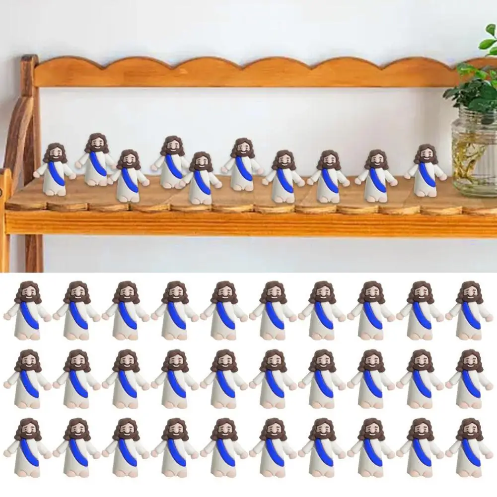 24/50pcs Miniature Jesus Statues PVC Tabletop Religious Figures For Christmas Easter Decorative Party Favors Decoration Craft