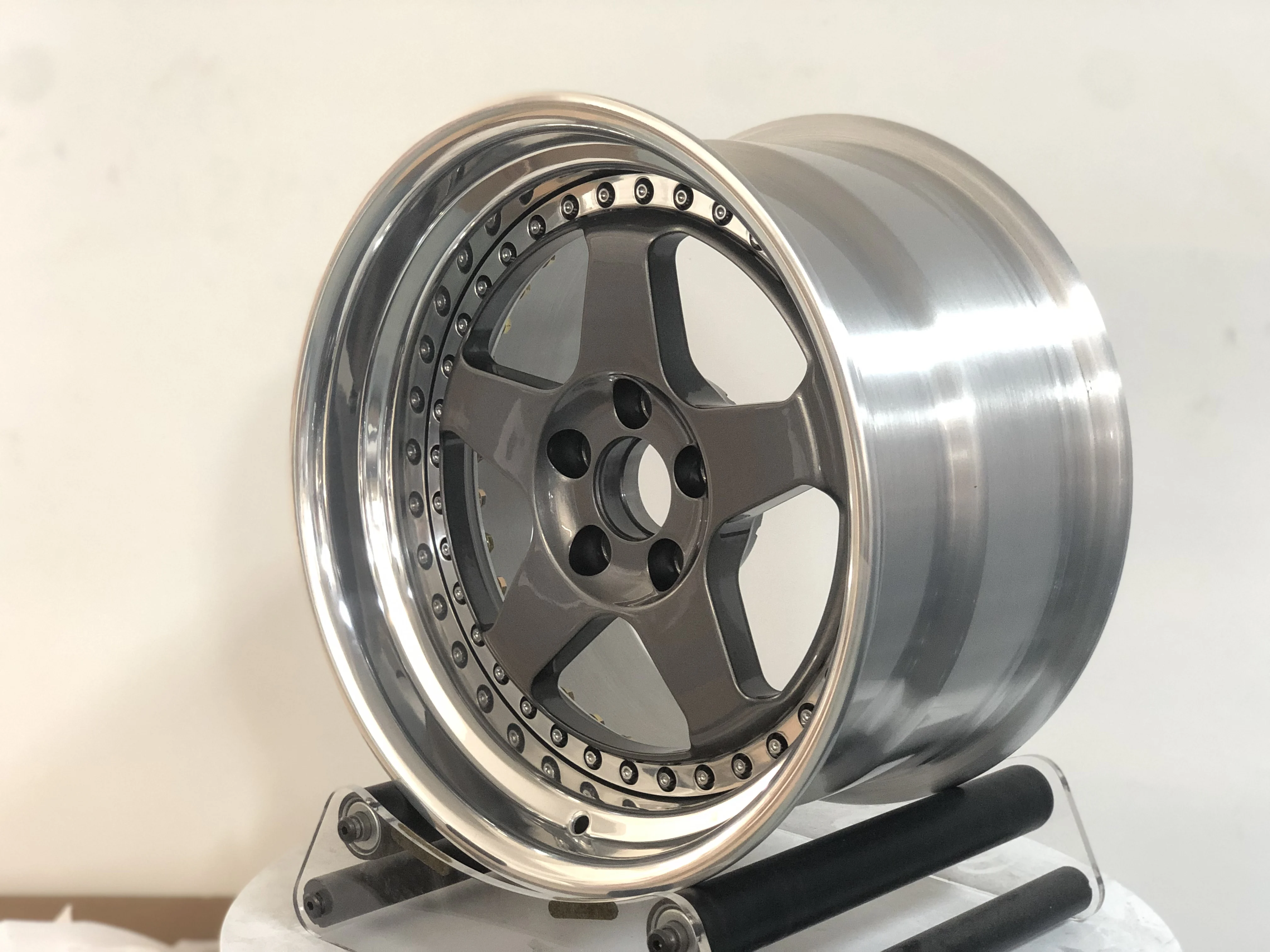 PWC Mirror Polish Silver Center Custom 2 Piece Forged Aluminium Alloy New Wheels for