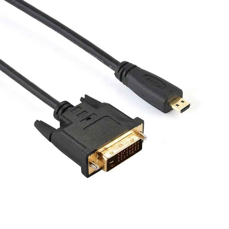 1M/1.8M Micro HDTV HDMI MicroHDMI HD To DVI DVI-D 24+1Pin Adapter Cables 3D 1080p For LCD DVD HDTV XBOX PS3 Monitor TV