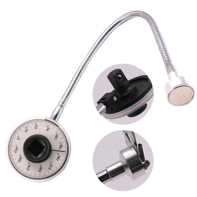 1/2 Inch Drive Torque Angle Gauge Wrench 360 Degree Rotation Torsion Measurer Hand Tool Stainless Steel Automotive Meter Tool