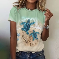 Fashion Summer Turtle 3D Print T-shirts Women Streetwear Casual Harajuku Short Sleeve T Shirt Female O-neck Tees Tops Clothing