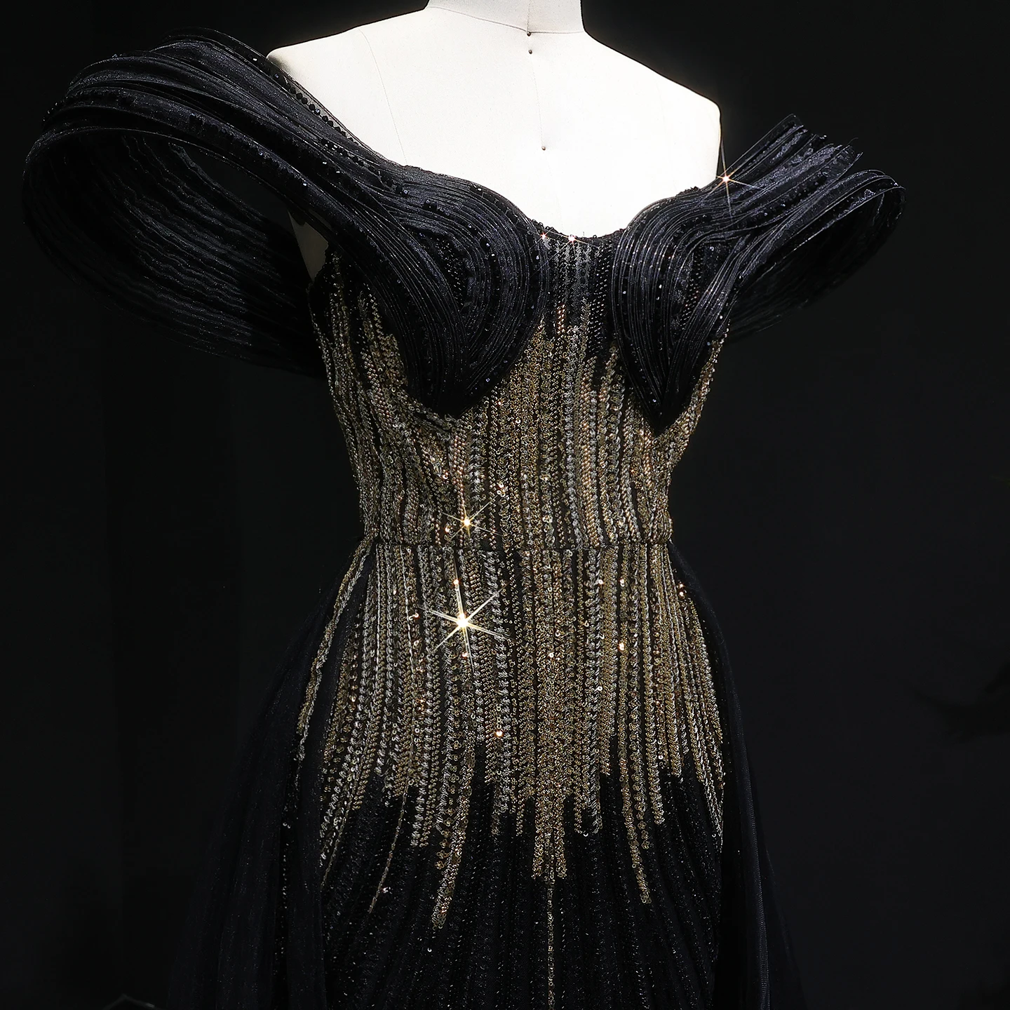 شارون سعيد فستان سهرة فاخر مطرز بحورية البحر مع تنورة أنيقة بدون أكتاف للحفلات الراقصة للنساء SS717 مخصص