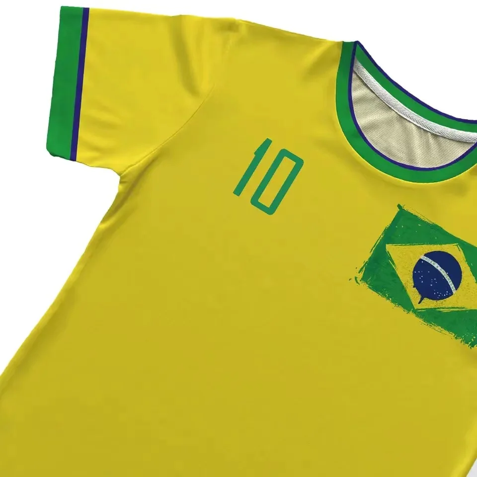 Brazil Jersey Men's T-shirt O-Neck Oversized Short Sleeve 3D Print Men's Clothing Brazilian Flag Selection Football Team Shirt