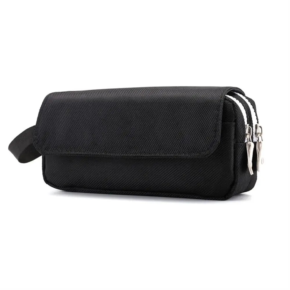 Solid Color Black Pencil Case High Capacity Oxford Cloth High Capacity Pencil Bag Double Layers Pencil Pouch