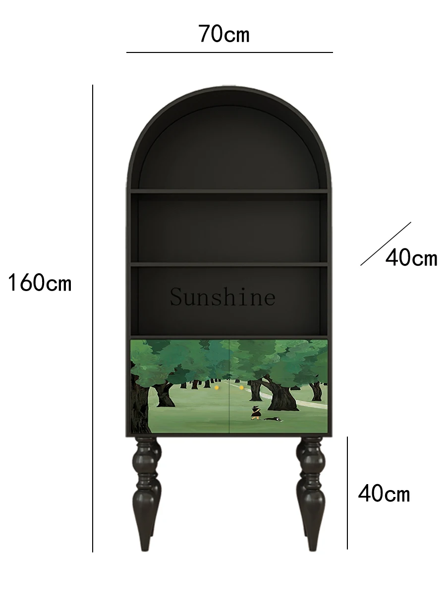 French retro living room bookcase household solid wood household decoration storage cabinet