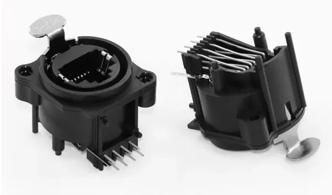 2pcs XLR-52WP Black Locking Horizontal D-Type Network Interface Socket - Professional Quality Interface for Secure Connections