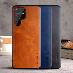 Case for Samsung Galaxy S24 S23 Ultra Plus coque Luxury Vintage leather Skin cover for samsung galaxy s24 ultra case funda