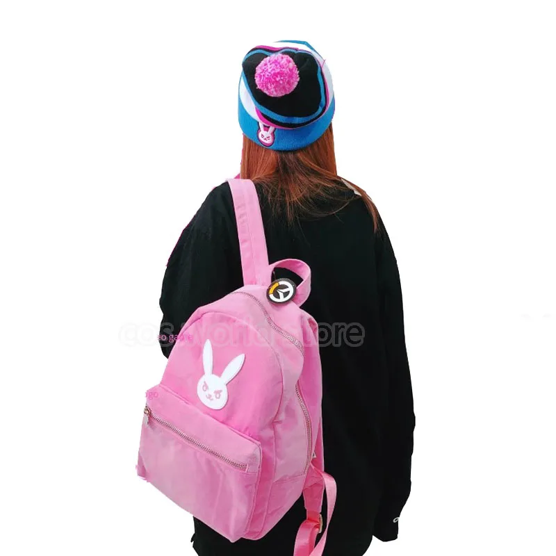 Overwatch Anime Game Dva Cosplay mochila para mujer, estudiantes, lindo rosa, mochila escolar, bolsos de hombro, mochila de Halloween