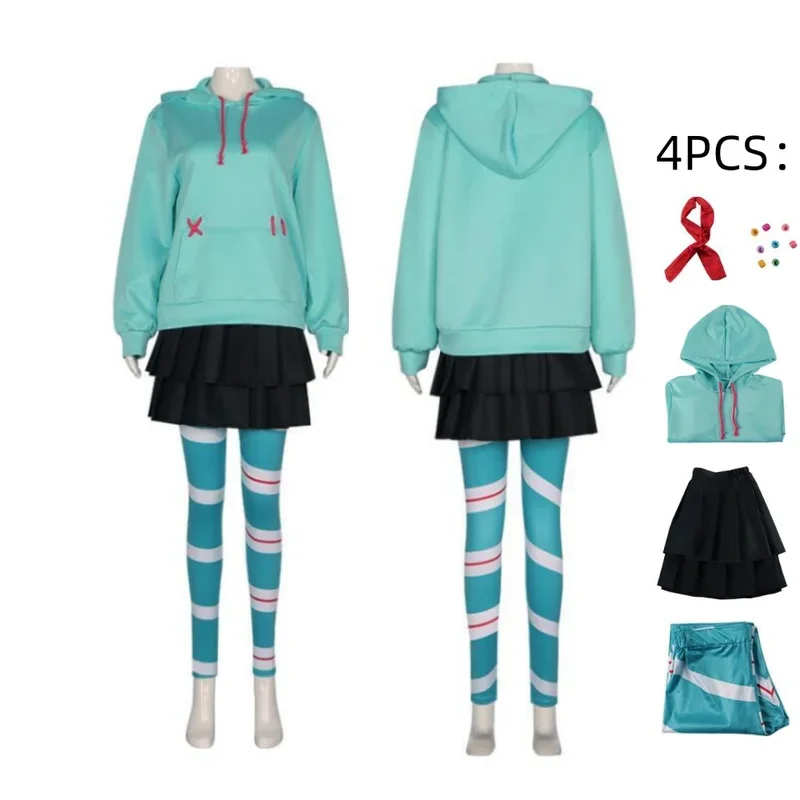 Child Adult Anime Vanellope By Schweetz Cosplay Costumes Cute Girl Sportswear Spring Women Uniform Hoodie Pants Suit Halloween