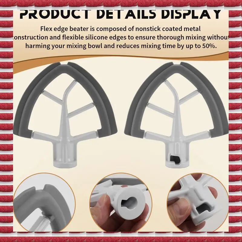 A97G Flex-Edge Paddle Attachment For Kitchenaid 4.5-5 QT Tilt-Head Stand Mixer Replacement Silicone Beater Bowl Scraper Blade