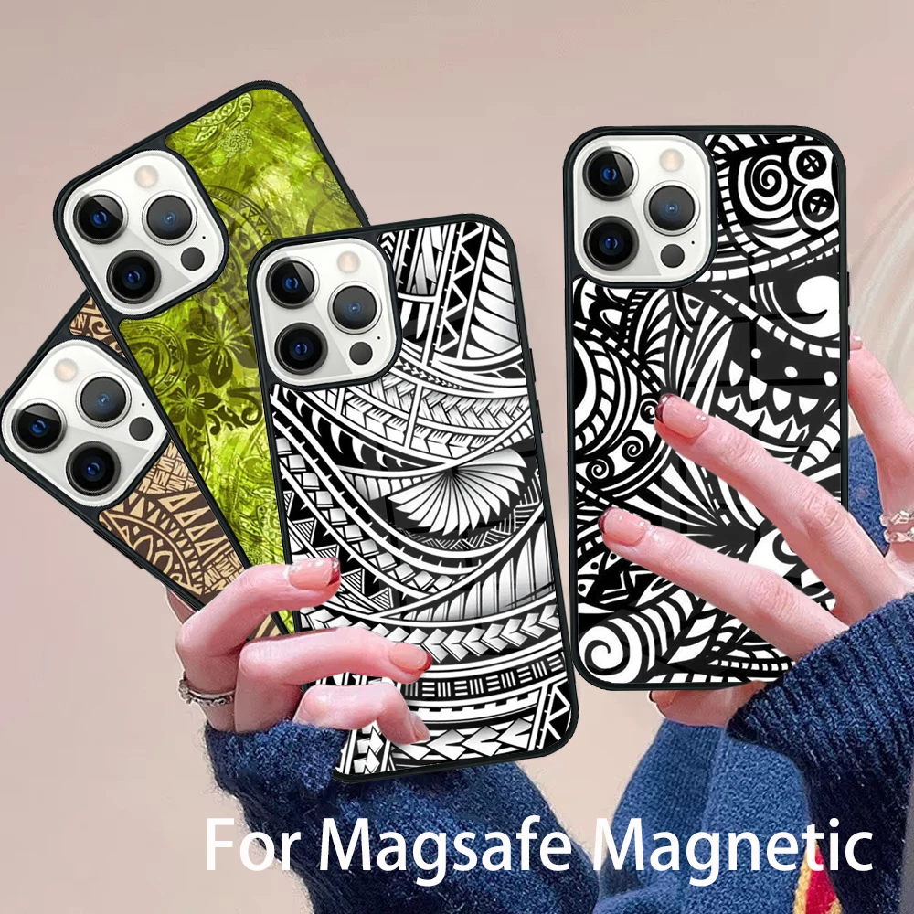

Polynesian Mix Phone Case Magesafe Magnetic Wireless Charge Cover For IPhone 16 11 12 13 14 15 Pro Max Plus Mini
