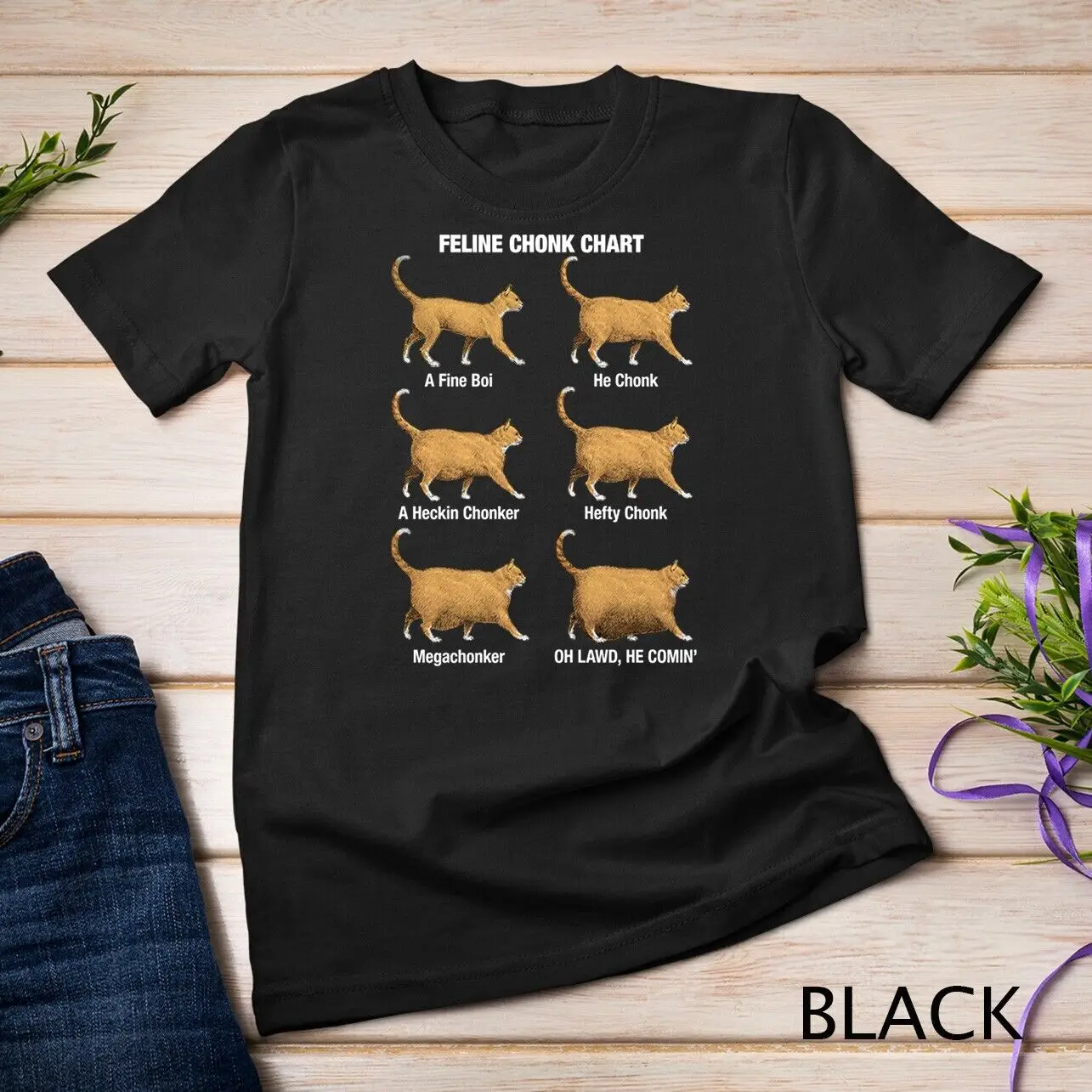 Funny Feline Chonk Chart, Funny Chonk Cat Meme Unisex T-shirt